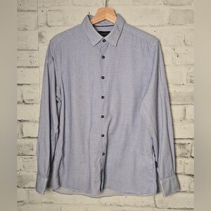 Bugatti Easy Care Dress Shirt L 41/42 Blue Geometric Print Long Sleeve